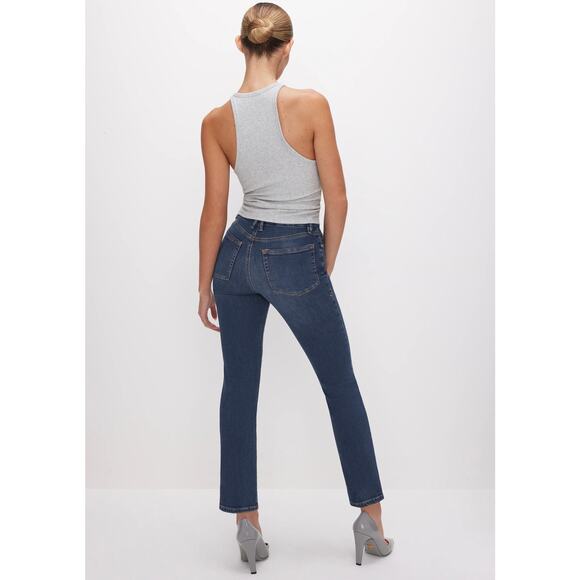 NWT Good American Good Legs Straight Jeans Blue004 Sz 14 / 32 Dark Stretch Denim - Picture 8 of 16